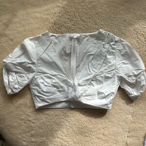 ALC White Cropped Puff Sleeve Top